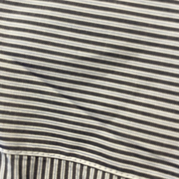 Armani Collezioni Thin Stripe Mens Button-Up Dress Shirt Navy White Light Blue - Picture 3 of 4